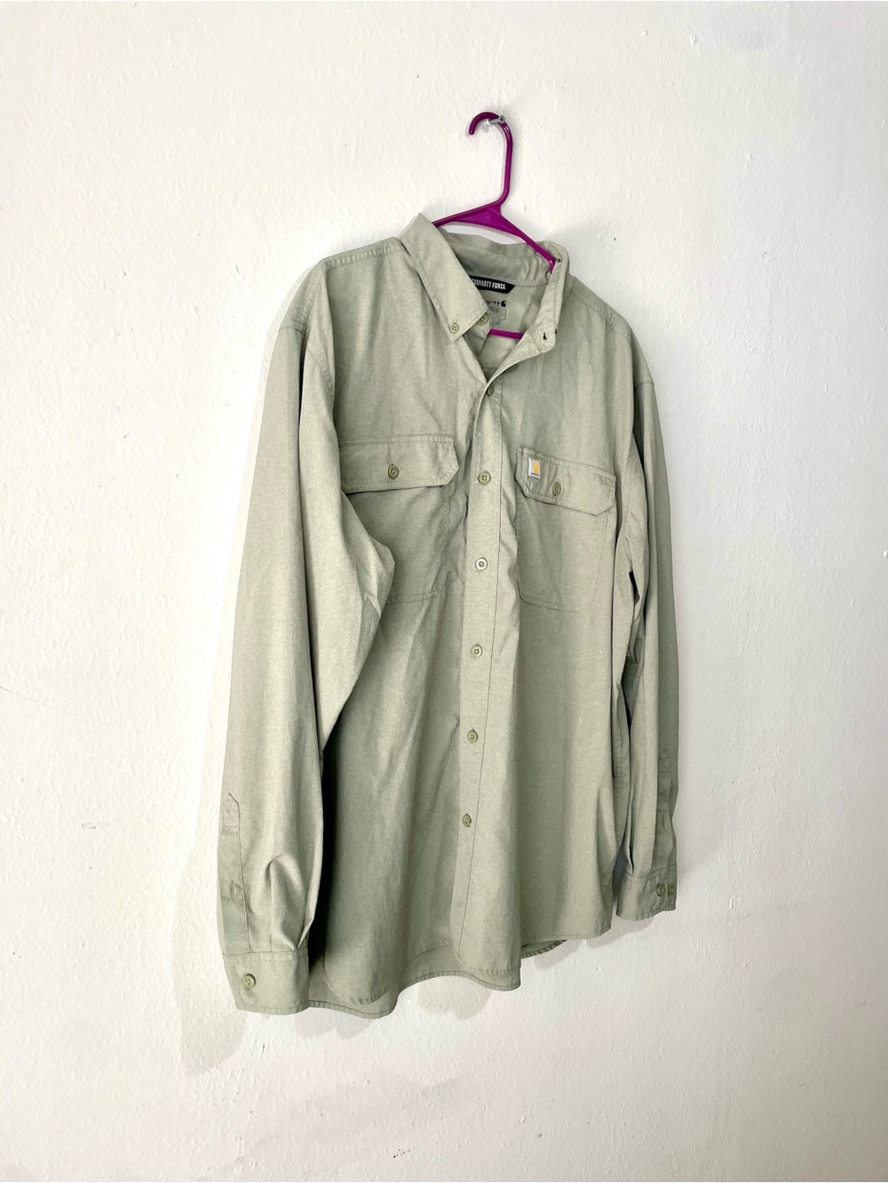 Carhartt Force Button Down Long Sleeve Shirt Mens XL Sage Green EUC - Picture 3 of 6